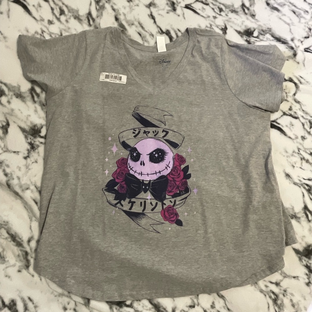 Disney Gray and Purple Short Sleeve Jack Skellington